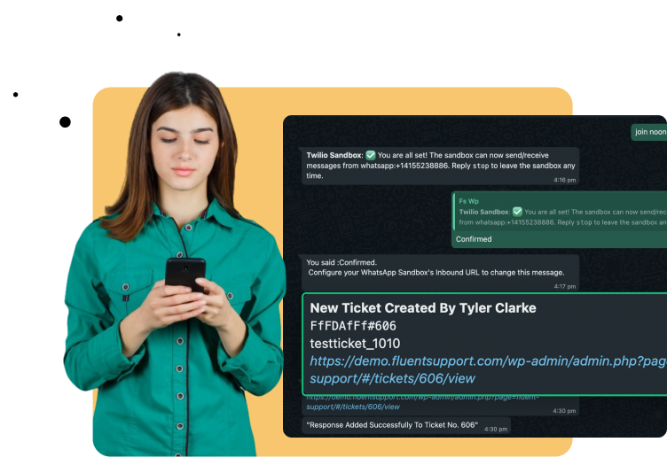 Custom Notifications WhatsApp Integration - Fluent Support