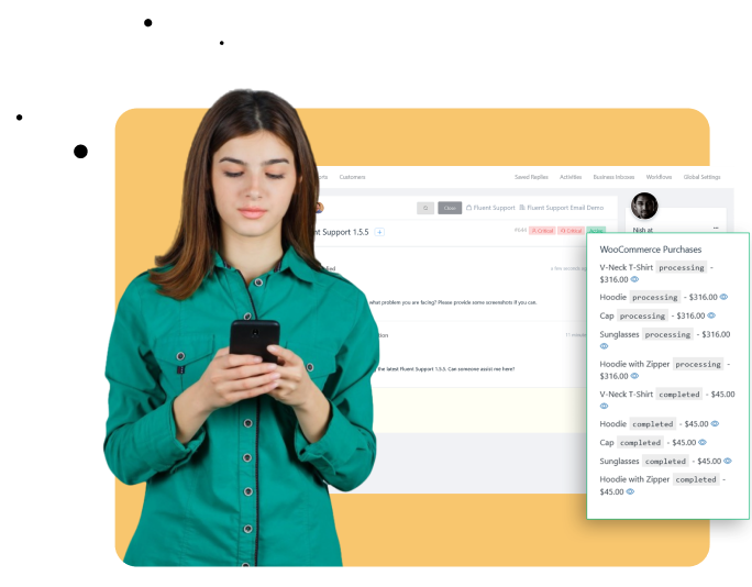 Customer Purchase History  - WooCommerce Integration - Fluent Support