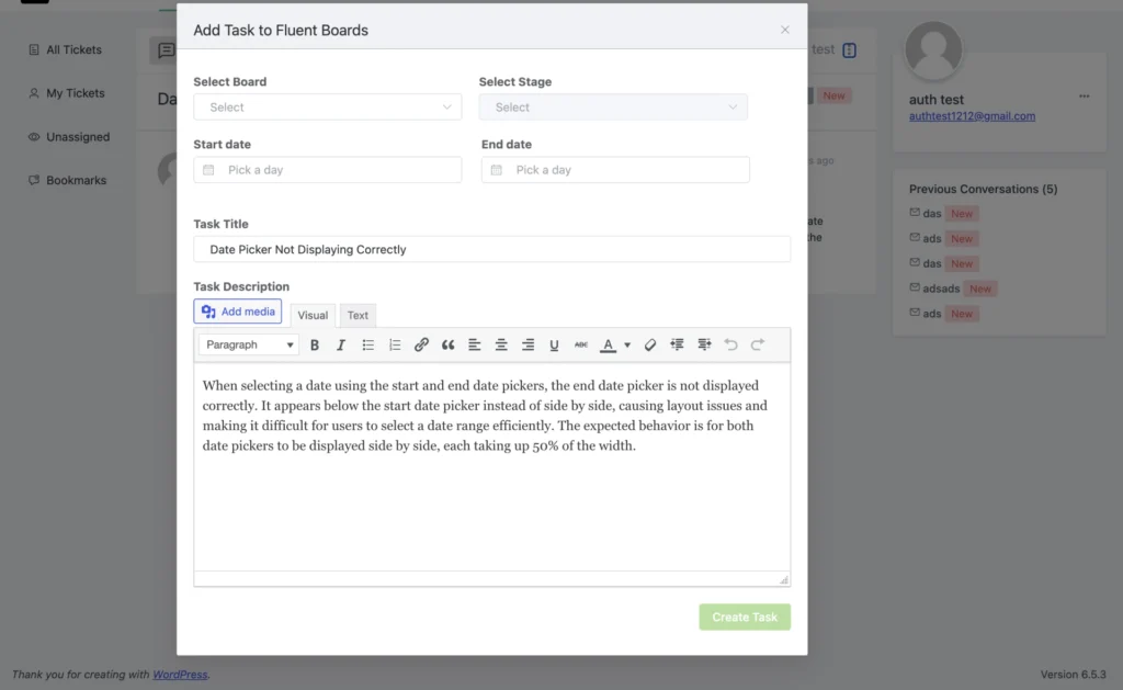 Add ticket to FluentBoards