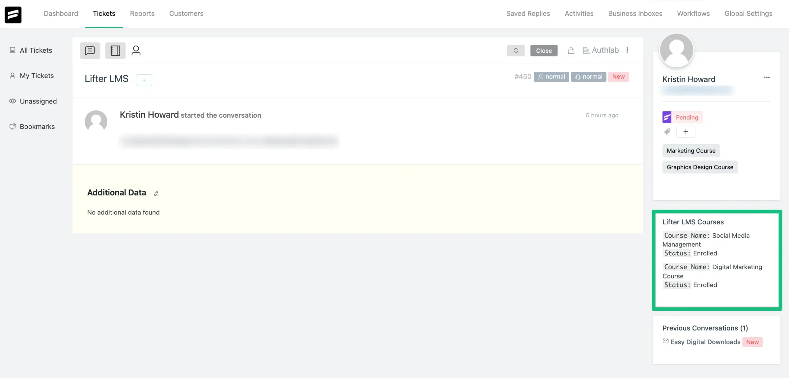 Preview of LifterLMS Integration with Fluent Support